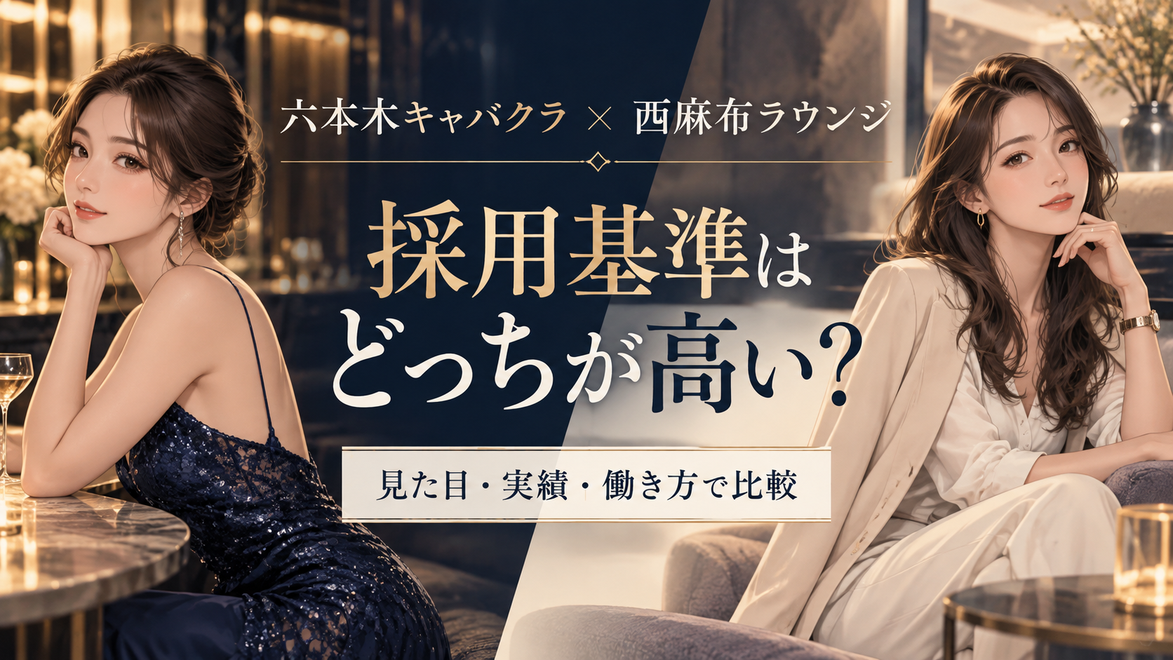 六本木キャバクラと西麻布ラウンジ、採用基準はどっちが高い?上位店を比較